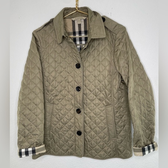 Burberry Jackets & Blazers - Burberry jacket quilted women’s tan sz large button up ROSCPAN73FOC